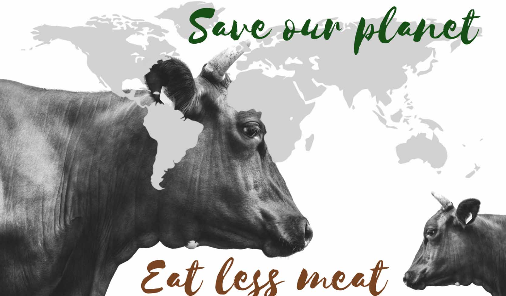 "Retten Sie unseren Planeten, indem Sie weniger Fleisch essen und die Lebensmittelindustrie auf Nachhaltigkeit umstellen." 